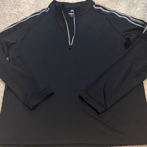 adidas golf Black Quarter-Zip Pullover with Gray Contrast Stripes size large